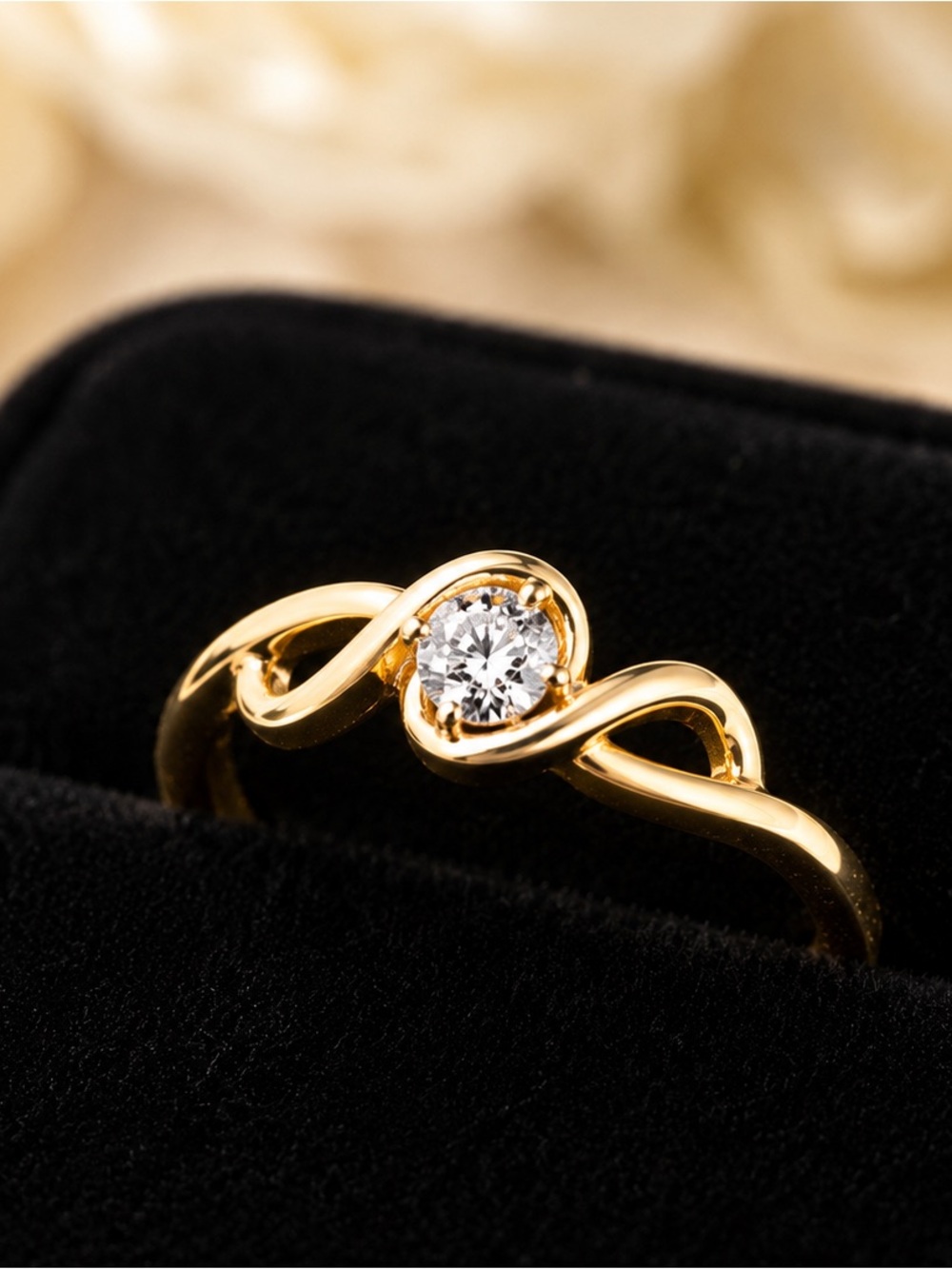 Gold Infinity Solitaire Ring - Elegant Women's Jewelry